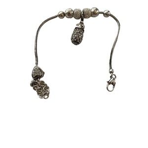 Brighton bracelet beads and pineapple drop 8.5” length silver color rhinestones